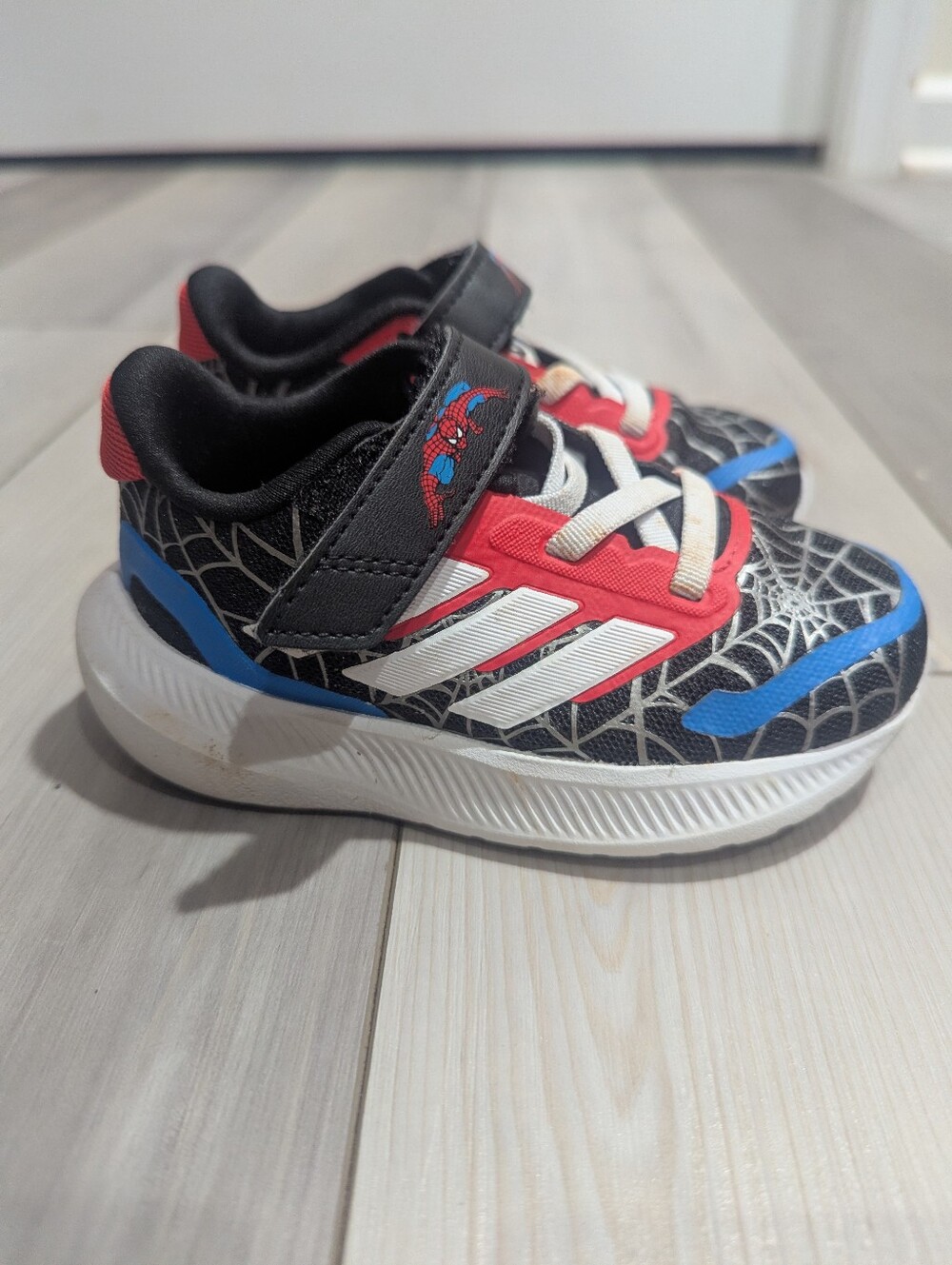 adidas Kids Black Red Blue Spider-Web Sneakers
